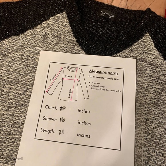 Topshop Knit Pullover Sweater Gray V Neck Heavy, 6 - Picture 9 of 9